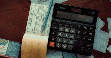 a calculator sitting on top of a wooden table